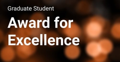 "Text that reads \"Graduate student award for excellence\"