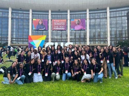 students at a conference