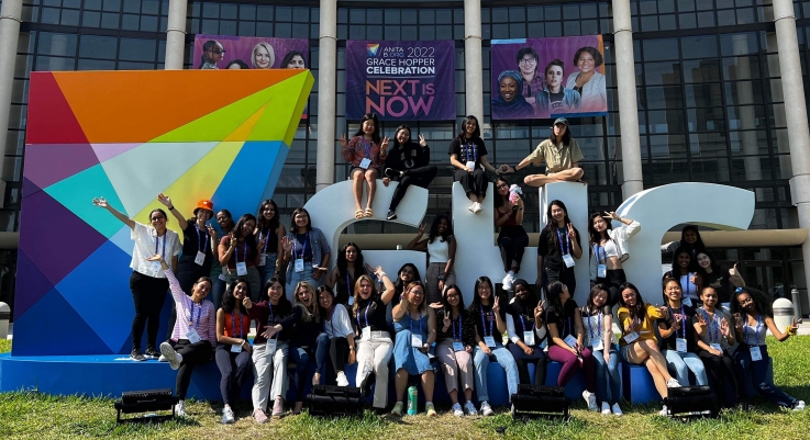 Group of undergraduate attending the Grace Hopper Celebration